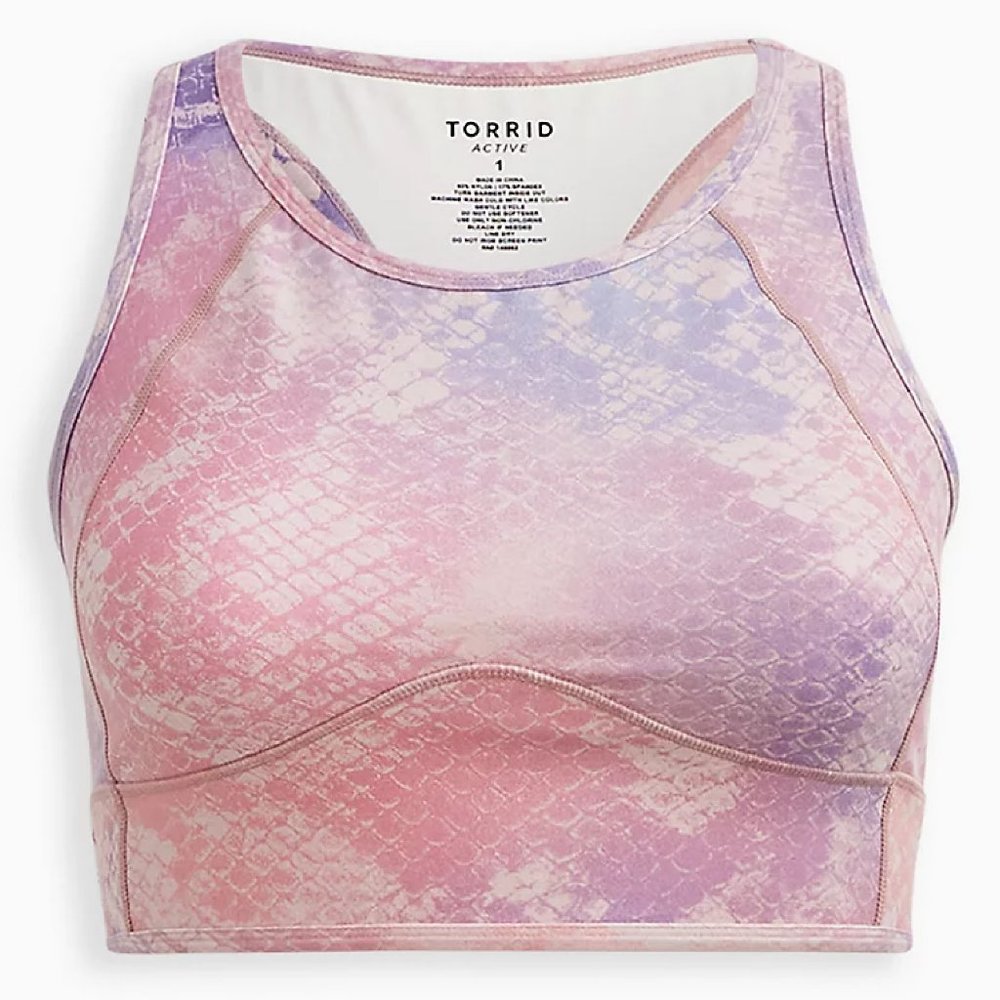 TORRID NWT PERFORMANCE CORE PURPLE SHINE SPORTS BRA SZ 2